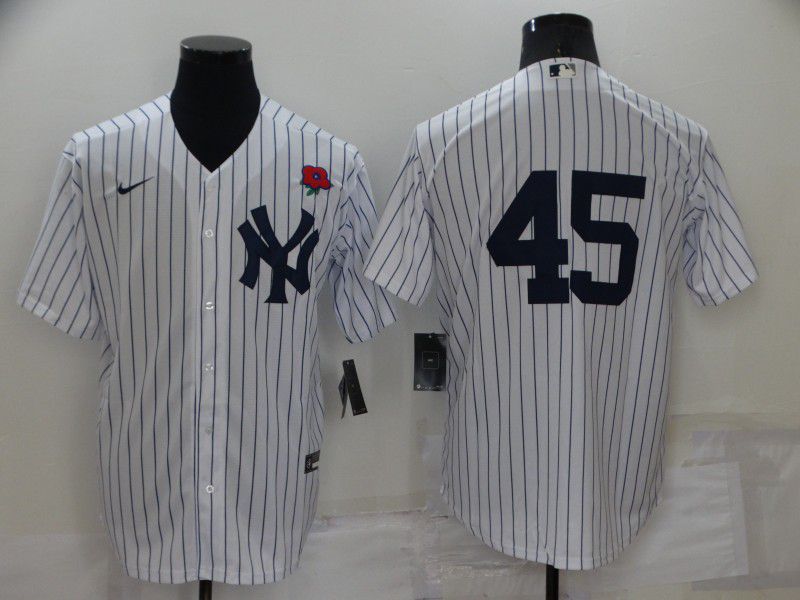 Men New York Yankees #45 No Name White Strip Game 2022 Nike MLB Jersey->new york yankees->MLB Jersey